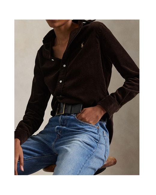 Polo Ralph Lauren Black Corduroy Logo Embroidered Shirt