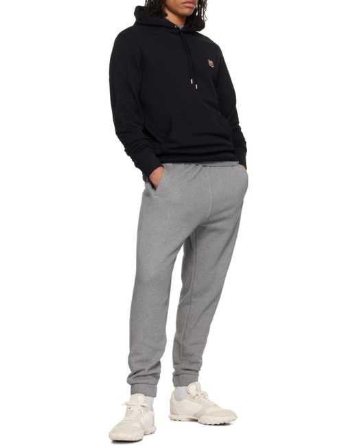 Maison Kitsuné Black Maison Kitsuné Fox Head Patch Drawstring Hoodie for men