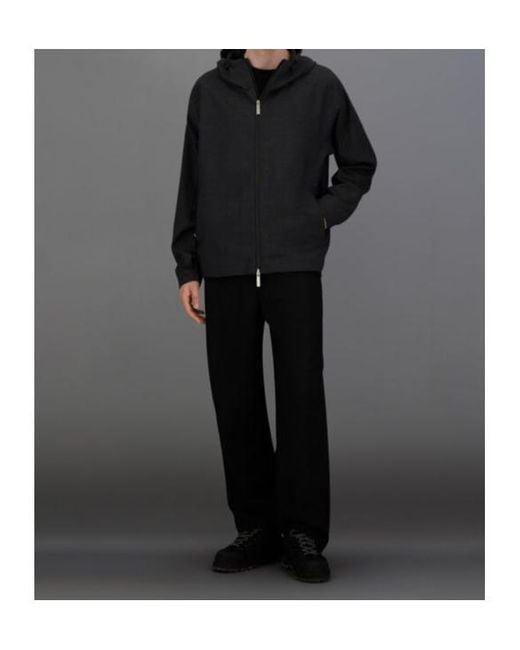 Herno Black Hooded Zip-Front Jacket for men