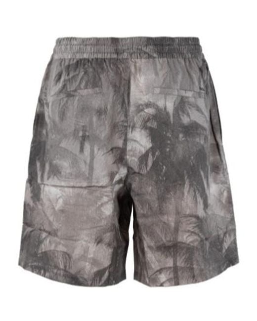 Emporio Armani Gray Logo-Printed Drawstring Shorts for men