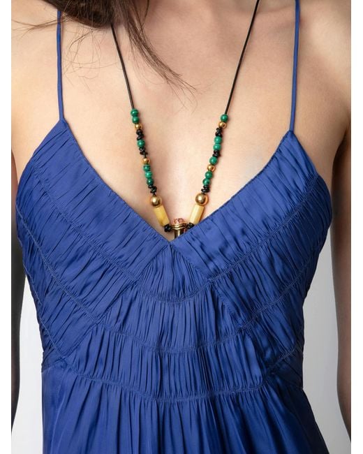 Zadig & Voltaire Blue Rayonna Satin Mini Dress