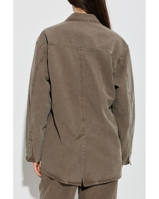 Isabel Marant Brown Double-Breasted Long-Sleeved Denim Jacket