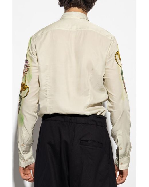 Dries Van Noten White Graphic-Printed Shirt for men