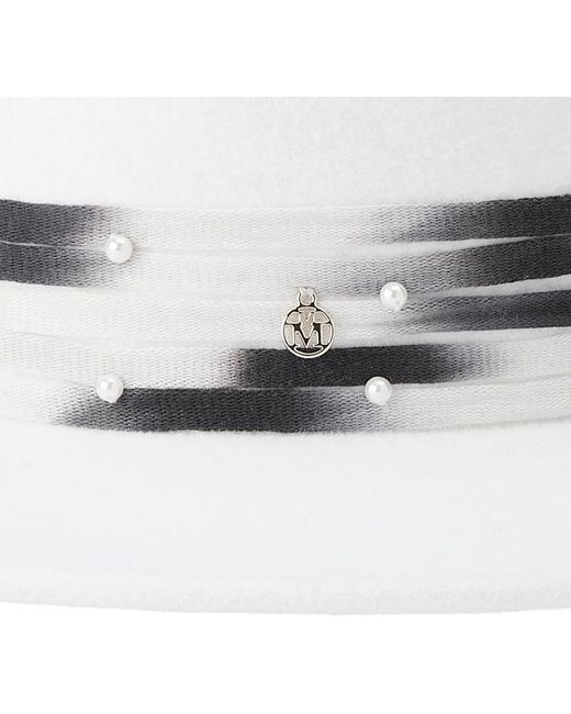 Maison Michel White Logo Flat-Topped Hat