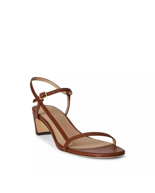 Ralph Lauren Brown Lainee Real Leather Heeled Sandals