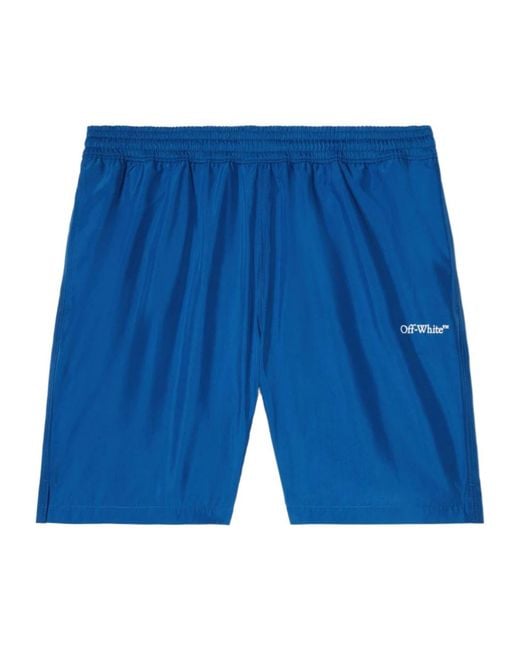 Off-White c/o Virgil Abloh Blue Arrows-Print High Waist Swim Shorts for men