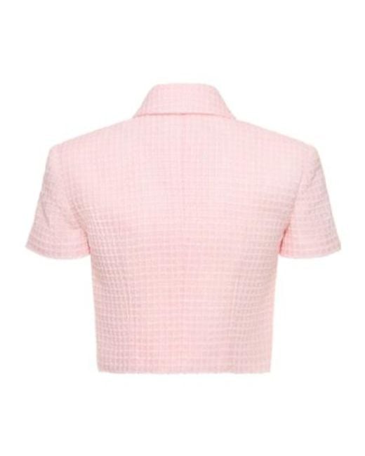 Alessandra Rich Pink Bowtie Tweed Jacket
