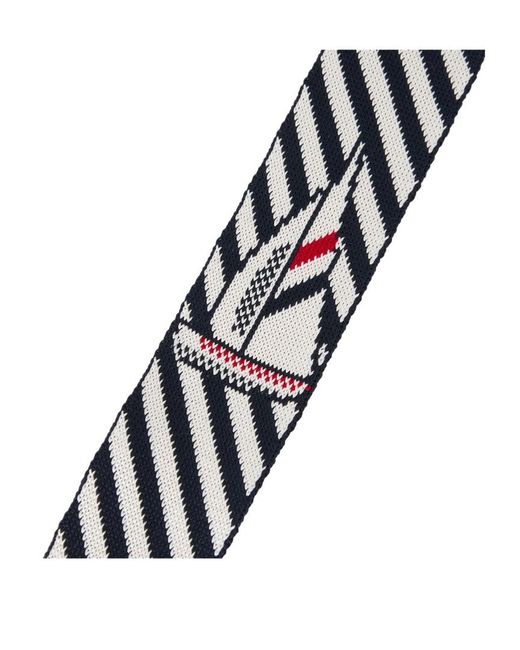 Thom Browne White Sailboat-Jacquard Pinstripe Tie for men