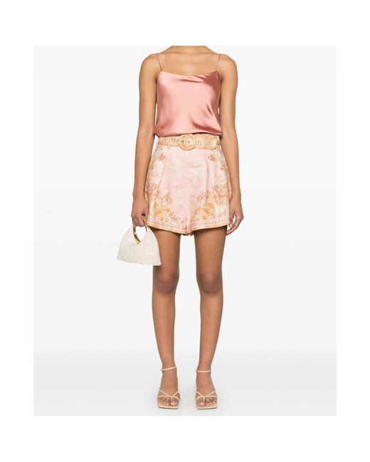 Herno Pink Spaghetti Straps Satin Tank Top