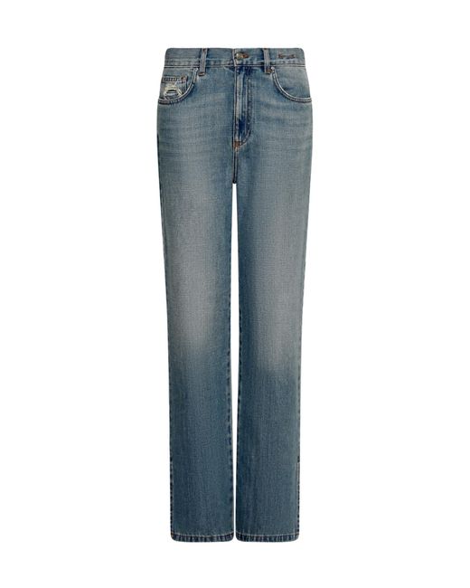 Marella Blue Wide-Leg Cross Denim Jeans