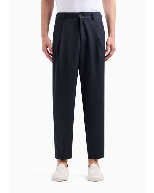 Giorgio Armani Blue Tapered Leg Cropped Trousers for men