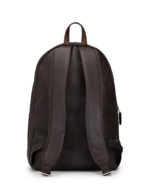 Santoni Black Dark Leather Backpack for men