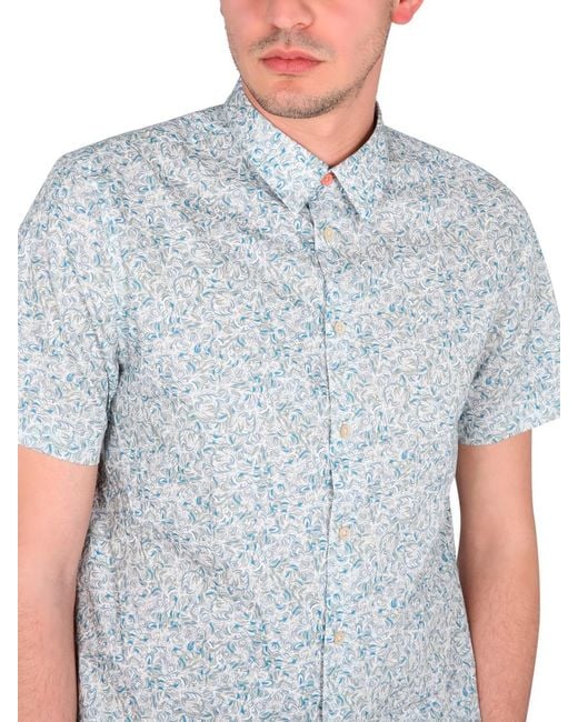 Paul Smith Gray Ps Paul Smith Graphic Printed Curved Hem Shirt for men