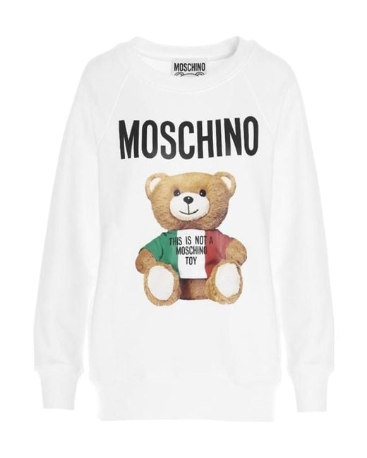 Moschino White Teddy Bear Logo Sweatshirt