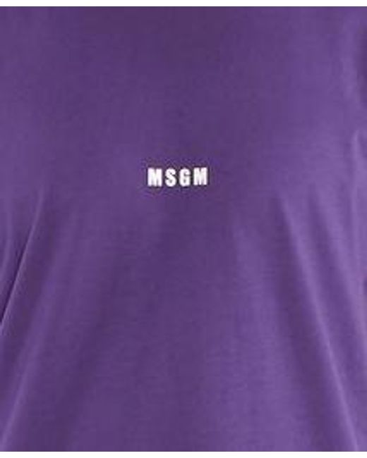 MSGM Purple Logo Details T-Shirt