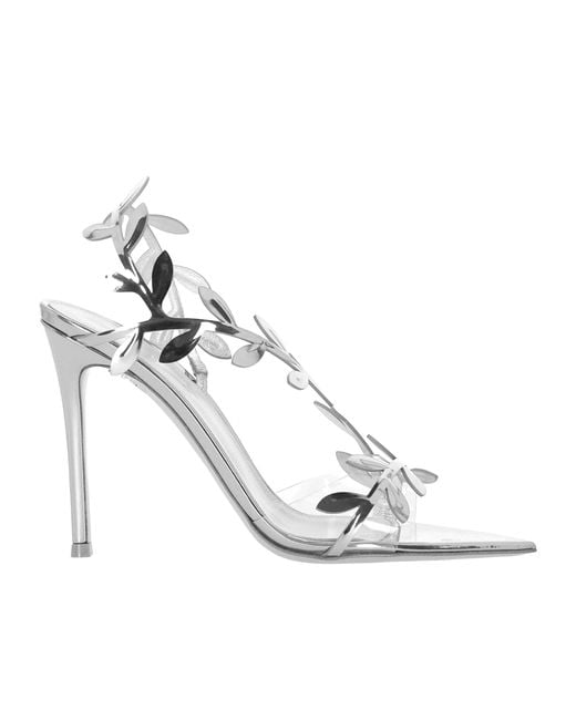 Gianvito Rossi Metallic Flavia Leaf Motif Pointed-Toe Sandals