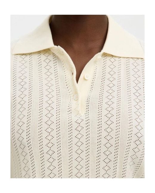 SELECTED White Cotton Knitted Polo Shirt