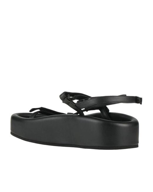 MM6 by Maison Margiela Black Leather Platform Sandals