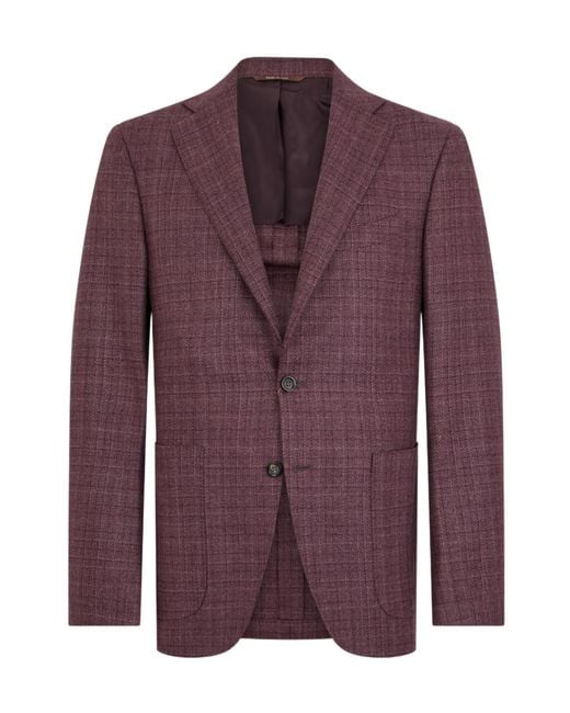 Canali Purple Long-Sleeve Blazer for men