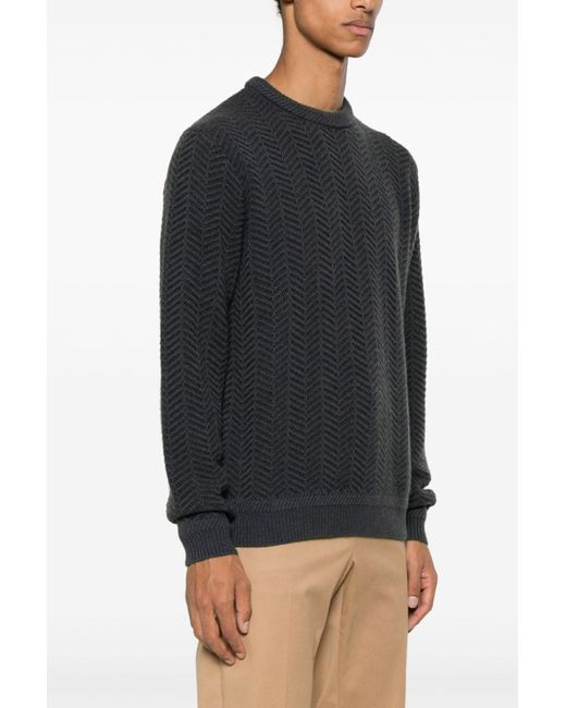 Brioni Gray Chevron-Knitted Cashmere Jumper for men