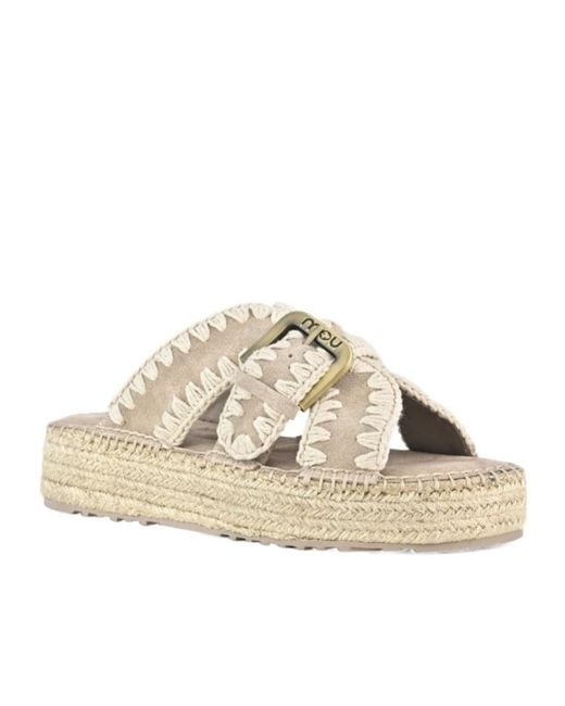 Mou White Crossover Strapped Sandals