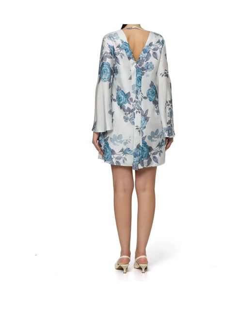 Marella Blue Printed Long-Sleeve Dress