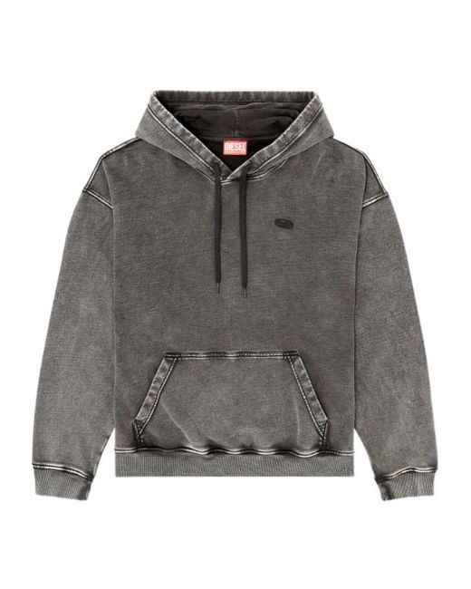DIESEL Gray Boxt-Hood-Den Hoodie for men