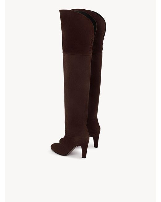 Chloé Brown 85Mm Eve Suede Over-The-Knee Boots