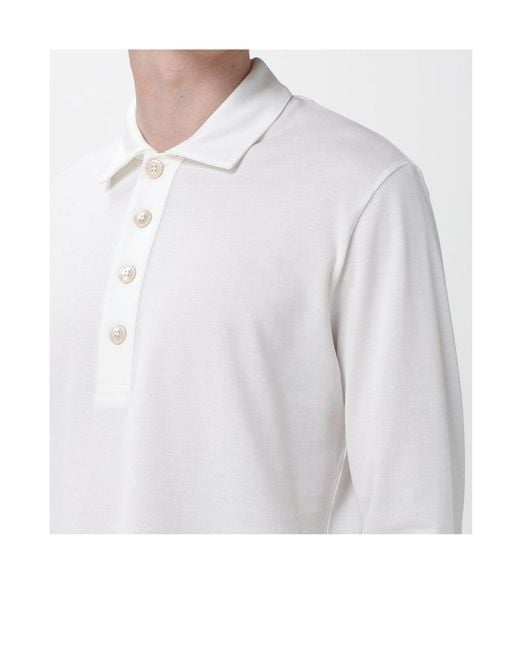 Eleventy White Long-Sleeve Polo Shirt for men