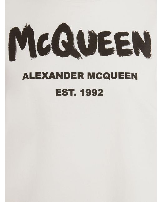 McQueen White Graffiti Logo Print T-Shirt