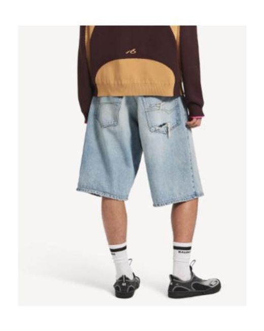 Balenciaga Blue Denim Stay Press Shorts for men