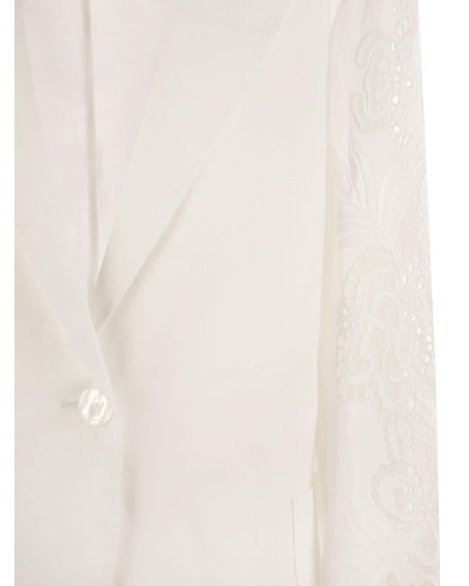 Max Mara White Oversized Linen Canvas Jacket