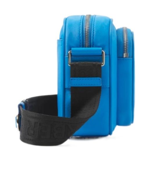 Burberry Blue Logo Detailed Zipped Shoulder Bag for men
