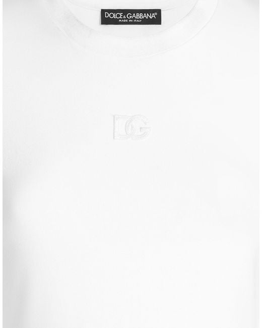 Dolce & Gabbana White Embroidered Logo T-Shirt