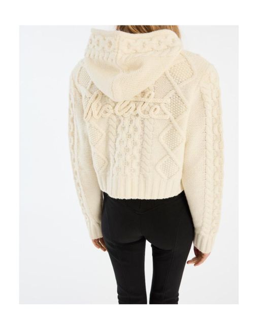 ROTATE BIRGER CHRISTENSEN White Cable-Knit Hooded Cardigan