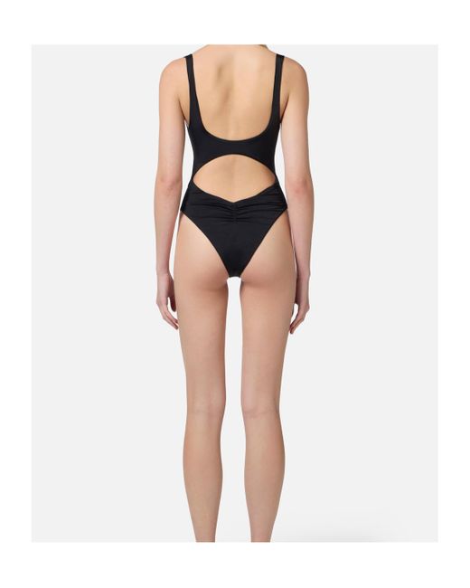 Elisabetta Franchi Black Knot Detailed Cut-Out Swimsuit