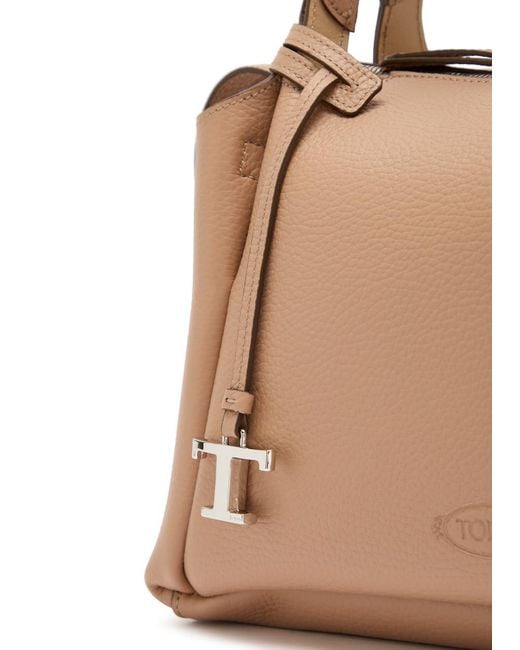 Tod's Brown Grained Leather Top Handle Bag