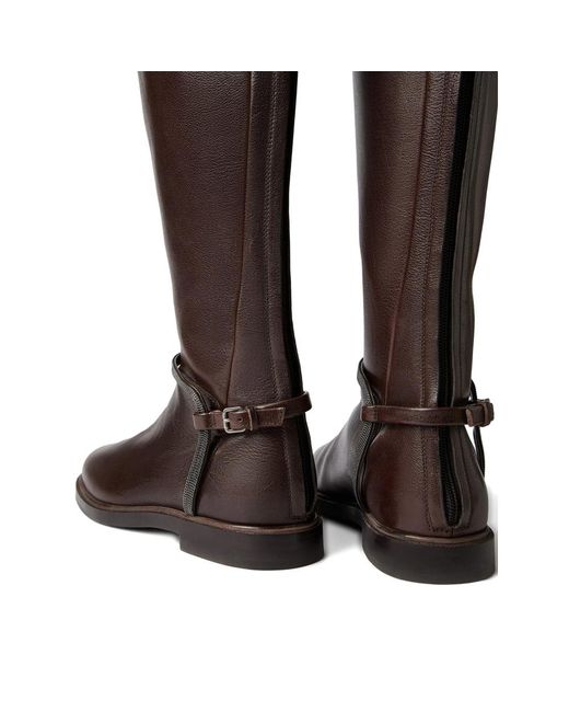 Brunello Cucinelli Brown Buckle-Strap Boots