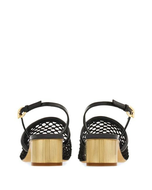 Ferragamo Black Mesh Open-Heeled Shoes