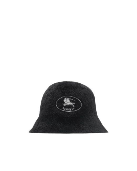 Burberry Black Knight Stamp Faux Fur Bucket Hat for men