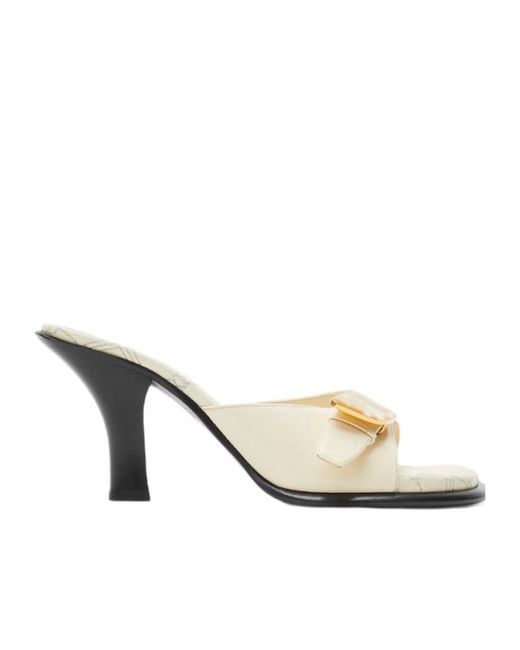 Burberry White Bay Leather Mules