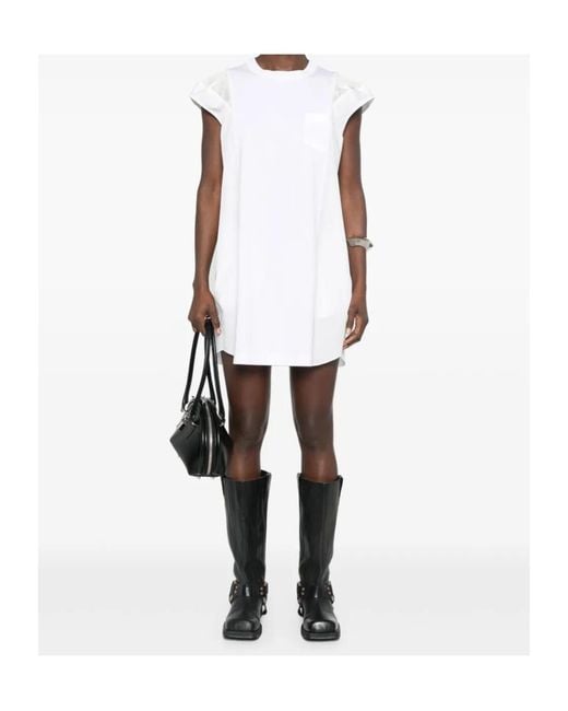 Sacai White Layer-Detail Mini Dress