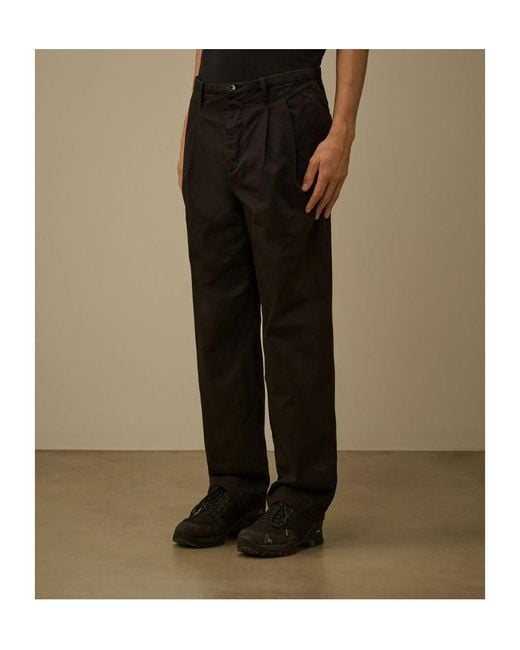 C P Company Black Pleated Trousers for men