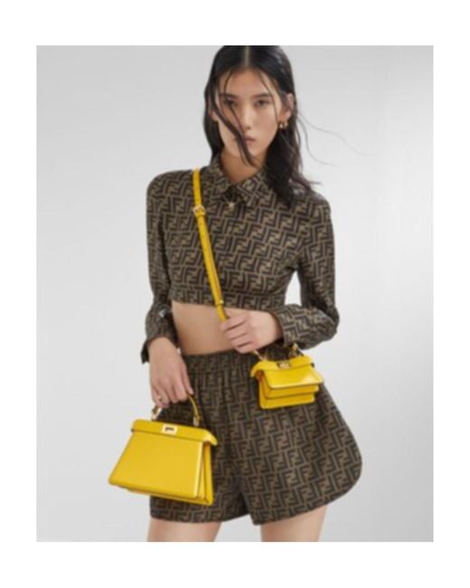 Fendi Green Ff Jacquard Elasticated Waistband Shorts