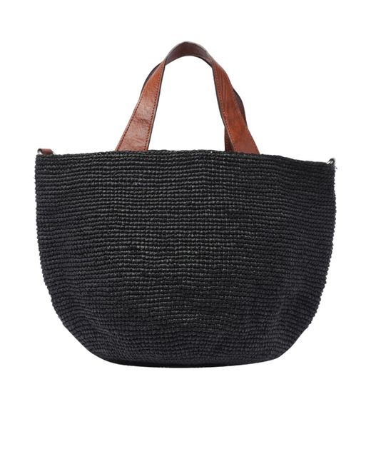 IBELIV Black Mirozy Woven Top Handle Bag