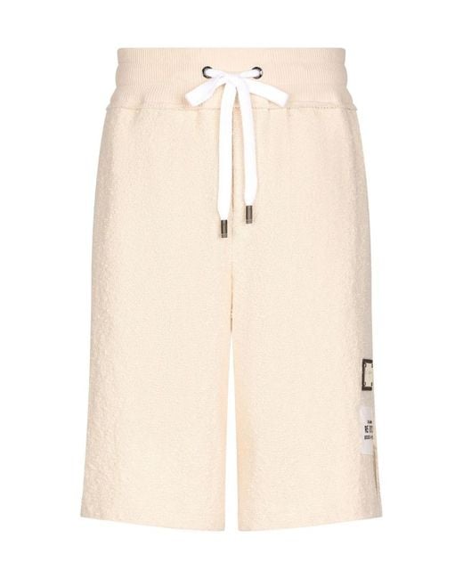 Dolce & Gabbana Natural Logo-Patch Terry-Cloth Shorts for men