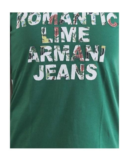 Armani Jeans Green Round-Necked Logo T-Shirt