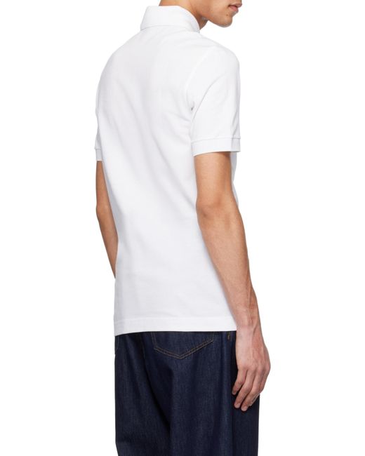 Dolce & Gabbana White Logo Plaque Short Sleeved Polo Shirt for men