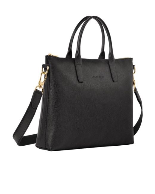 Longchamp Black Le Foulonna Leather Briefcase for men