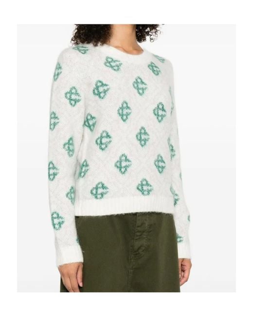 Casablanca Blue Patterned Crew-Neck Sweater